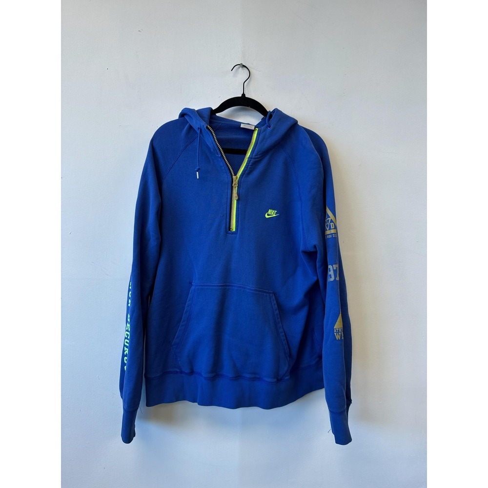 VTG Nike Hoodie Mens Large Blue‎ Half Zip Sportswear Pullover Hooded Sweatshirt